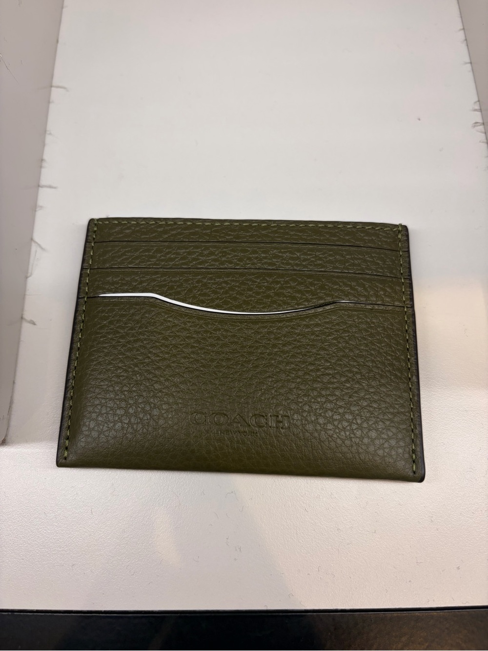 Coach card case Hold Leather & canvas clipper ID Card Case green